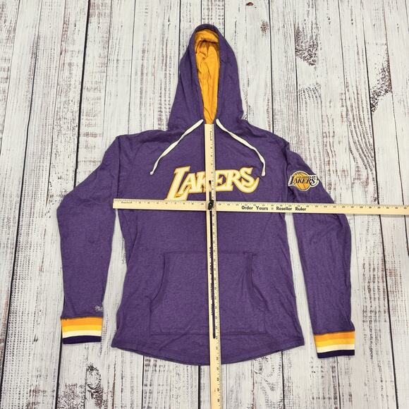 Mitchell & Ness Lakers Hoodie Men’s M Purple/Gold HWC Pullover Cotton VTG Style - Picture 3 of 8
